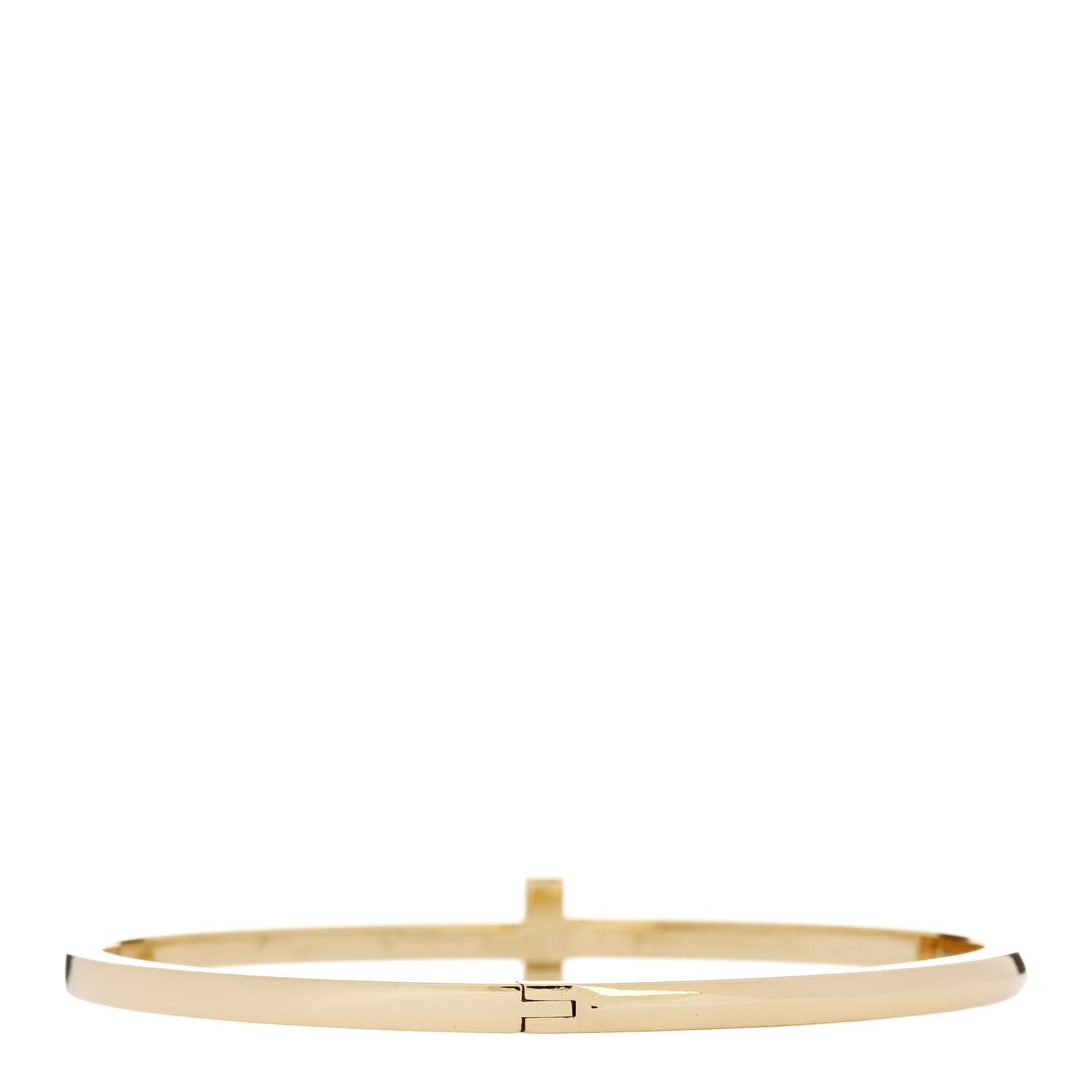 Tiffany 18K Yellow Gold Narrow T T1 Hinged Bangle Bracelet 2 of 4