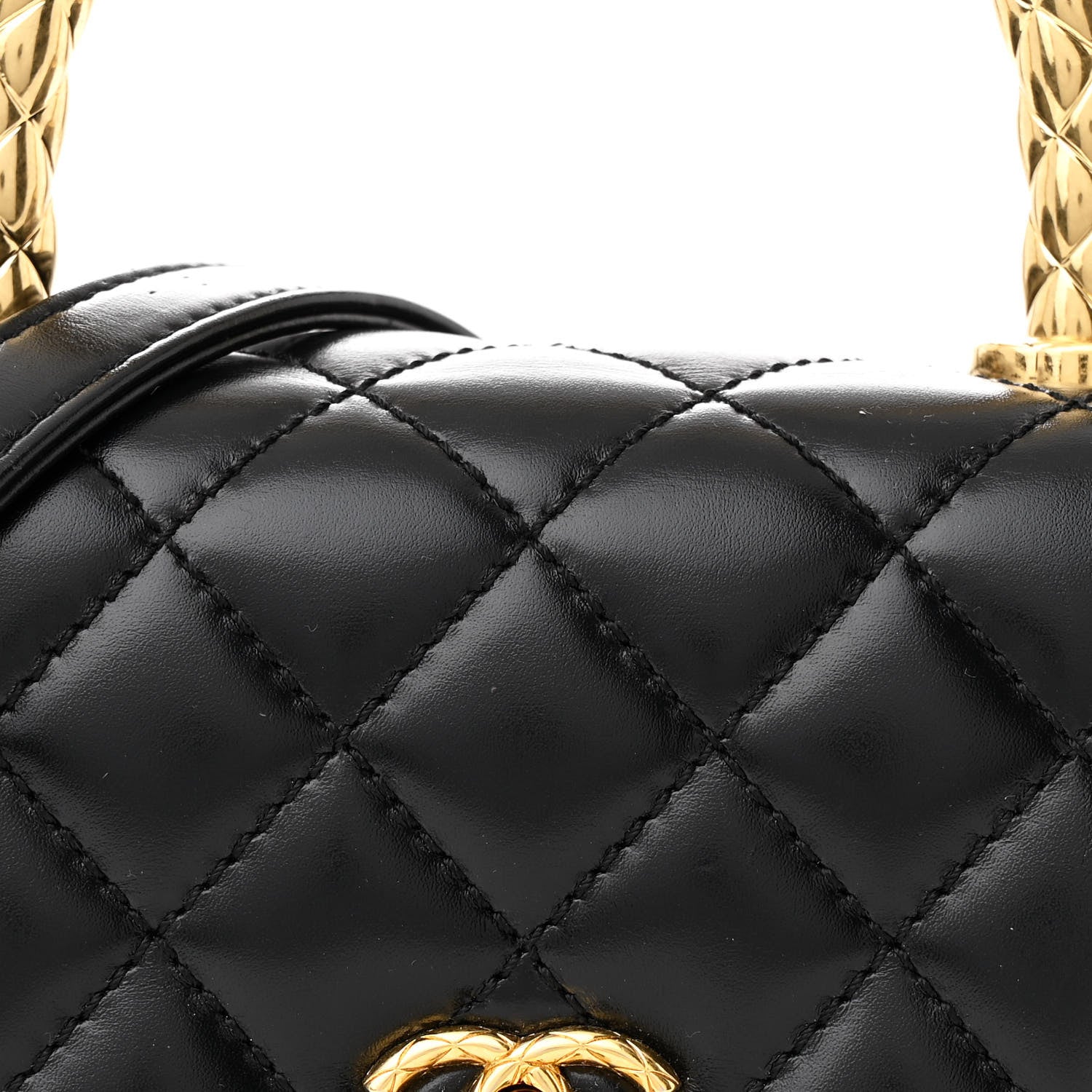 Chanel Shiny Calfskin Quilted Mini Coco Chain Gold Handle Flap Black 9 of 14