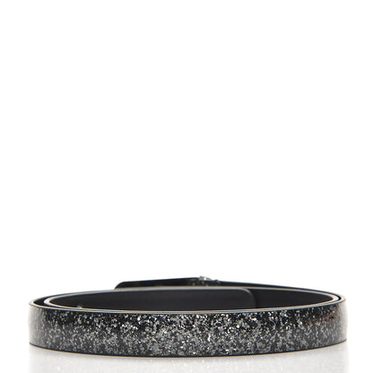 Chanel Glitter Calfskin CC Logo Skinny Belt 80 32 Black 3 of 8