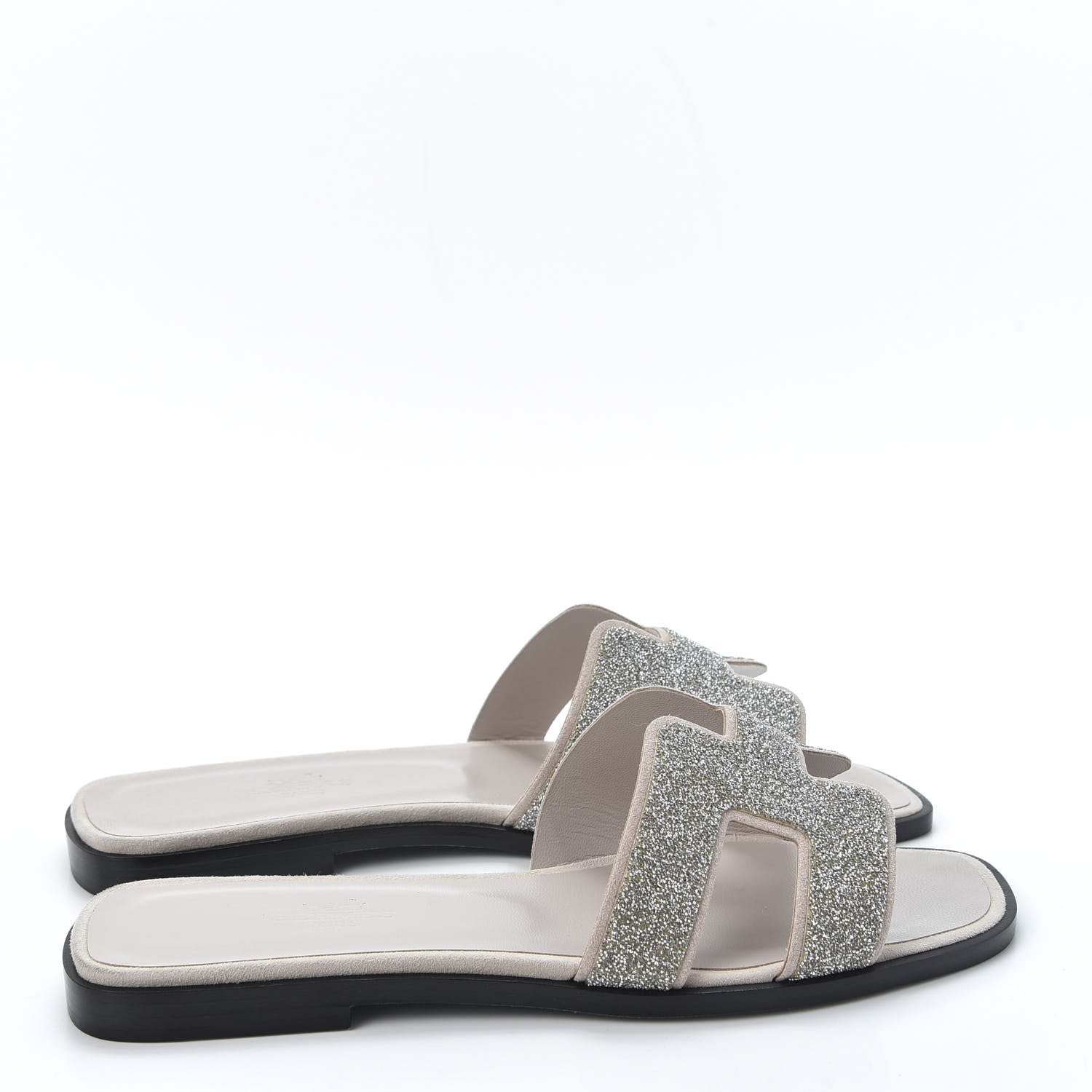 Hermes Suede Goatskin Crystal Powder Oran Sandals 37 4 of 10