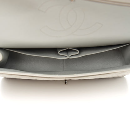 Chanel Calfskin Quilted Maxi Double Flap Light Grey 4 of 13