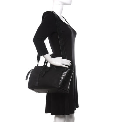Saint Laurent Smooth Calfskin Crocodile Embossed Small Monogram Downtown Cabas Black 2 of 9