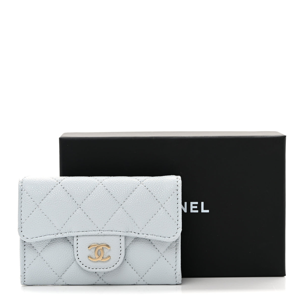 Chanel Caviar Quilted Flap Card Holder Wallet Blue 9 of 9