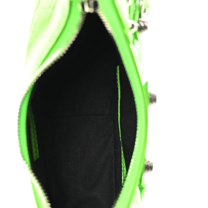 Balenciaga Extra Supple Calfskin Crocodile Embossed Le Cagole Shoulder Bag XS Acid Green 6 of 11