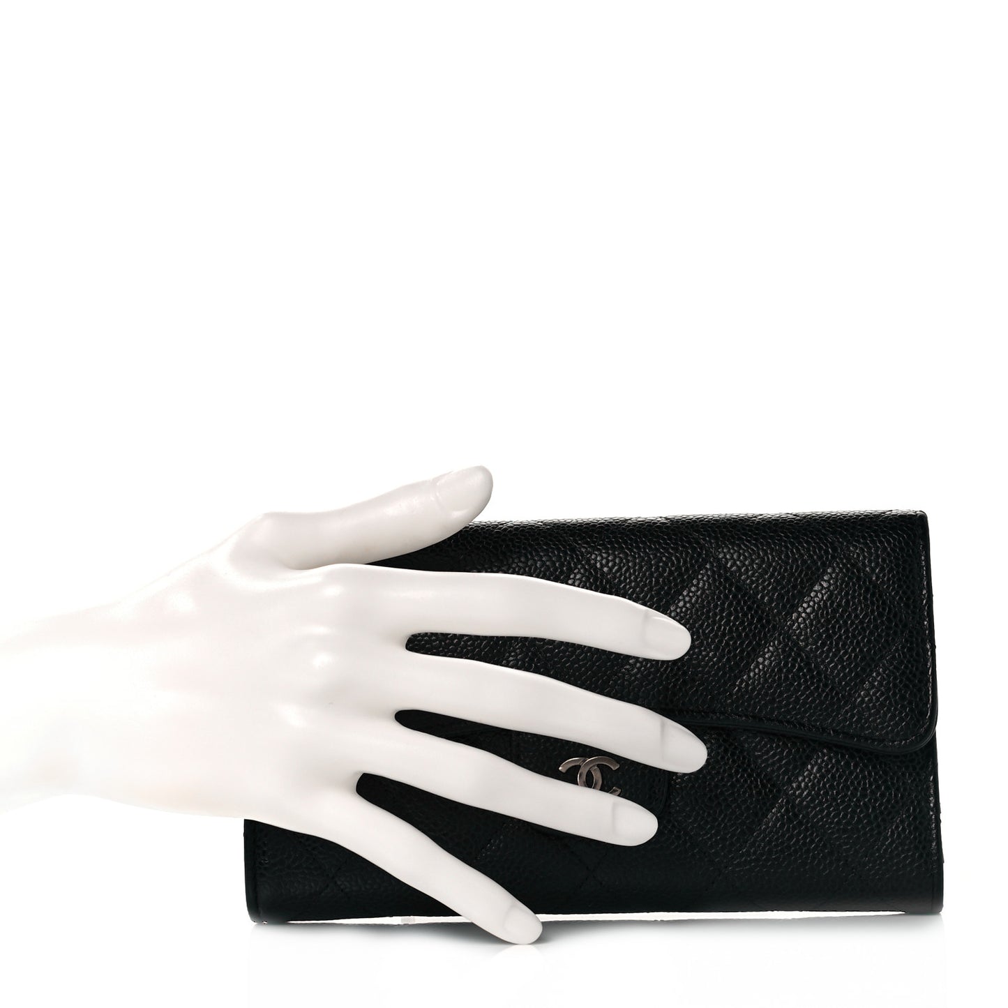 Caviar Quilted Medium Flap Wallet Black