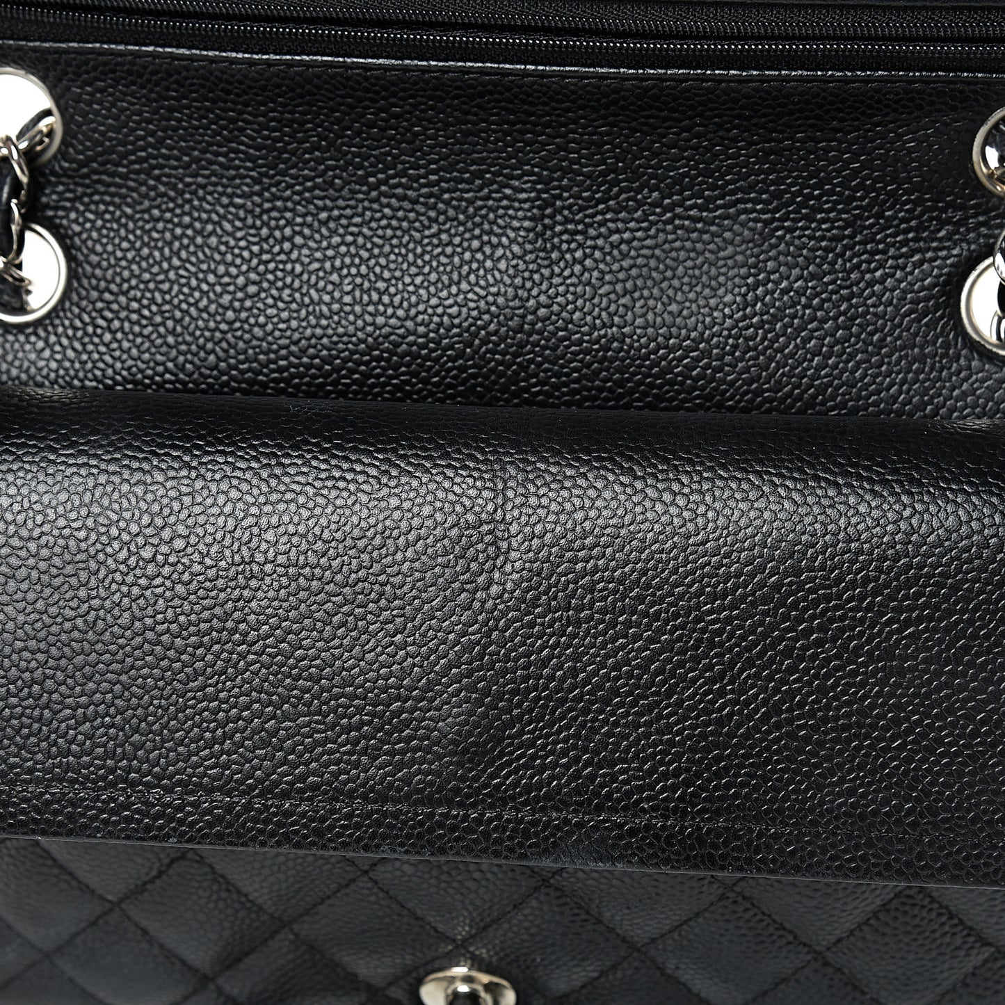 Caviar Quilted Medium Double Flap Black
