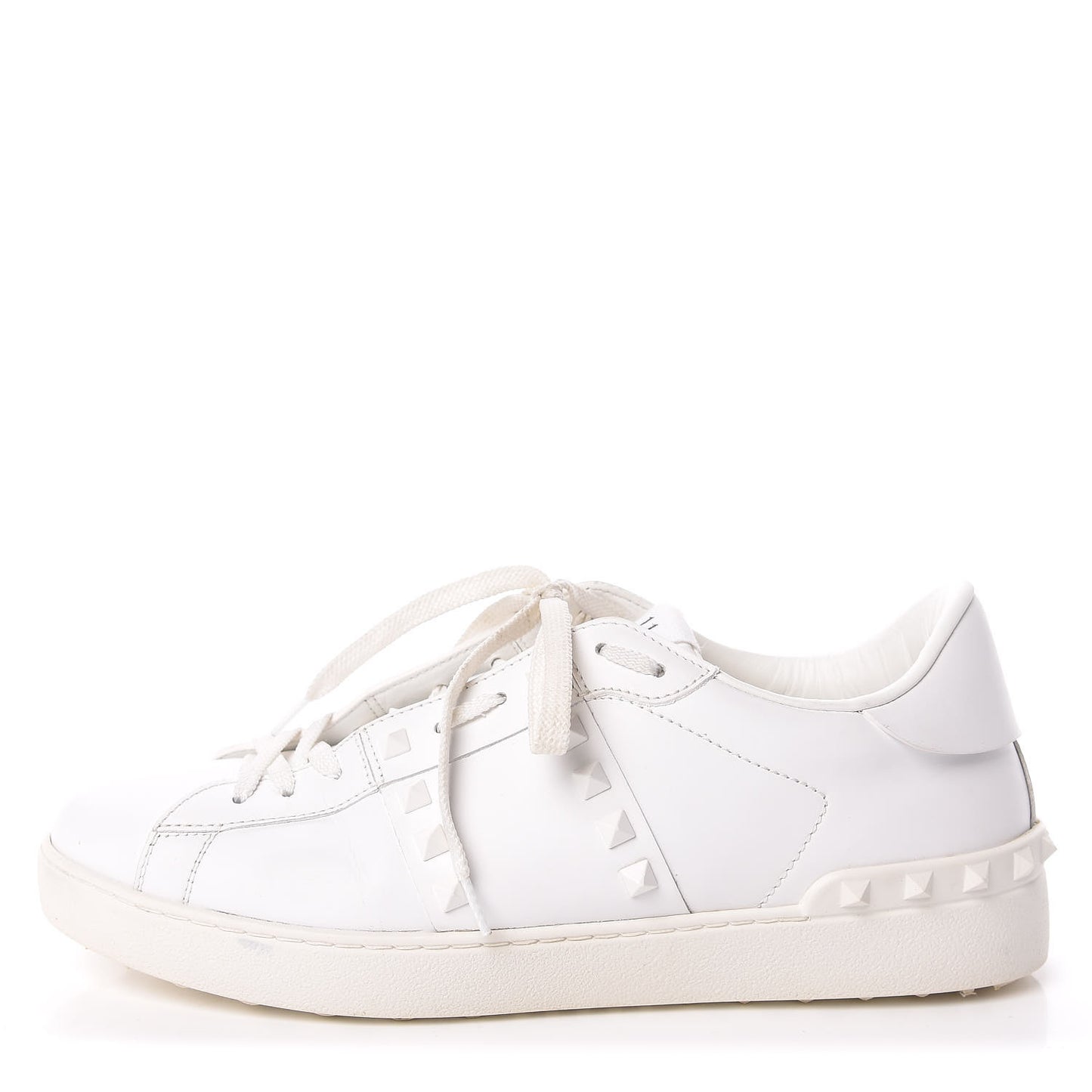 Calfskin Mens Rockstud Untitled Open Sneakers 42 White