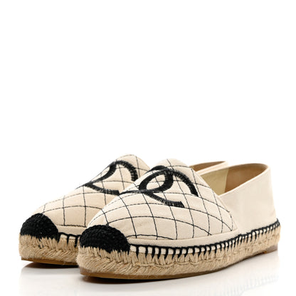 Chanel Fabric Biarritz CC Espadrilles 39 Beige Black 3 of 9