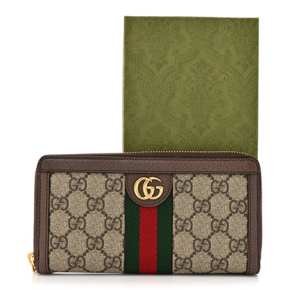 Gucci GG Supreme Monogram Web Ophidia Zip Around Wallet Brown 10 of 10