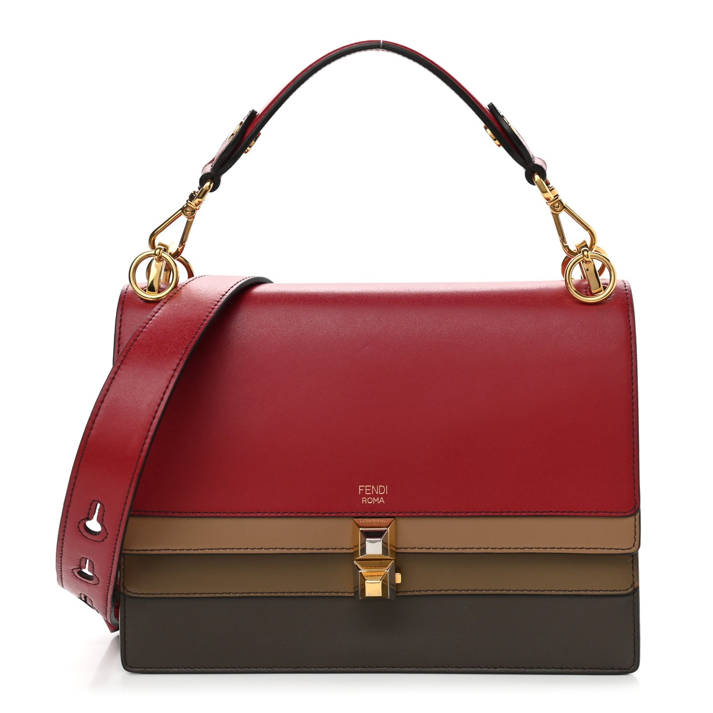 Calfskin Kan I Shoulder Bag Red Multicolor