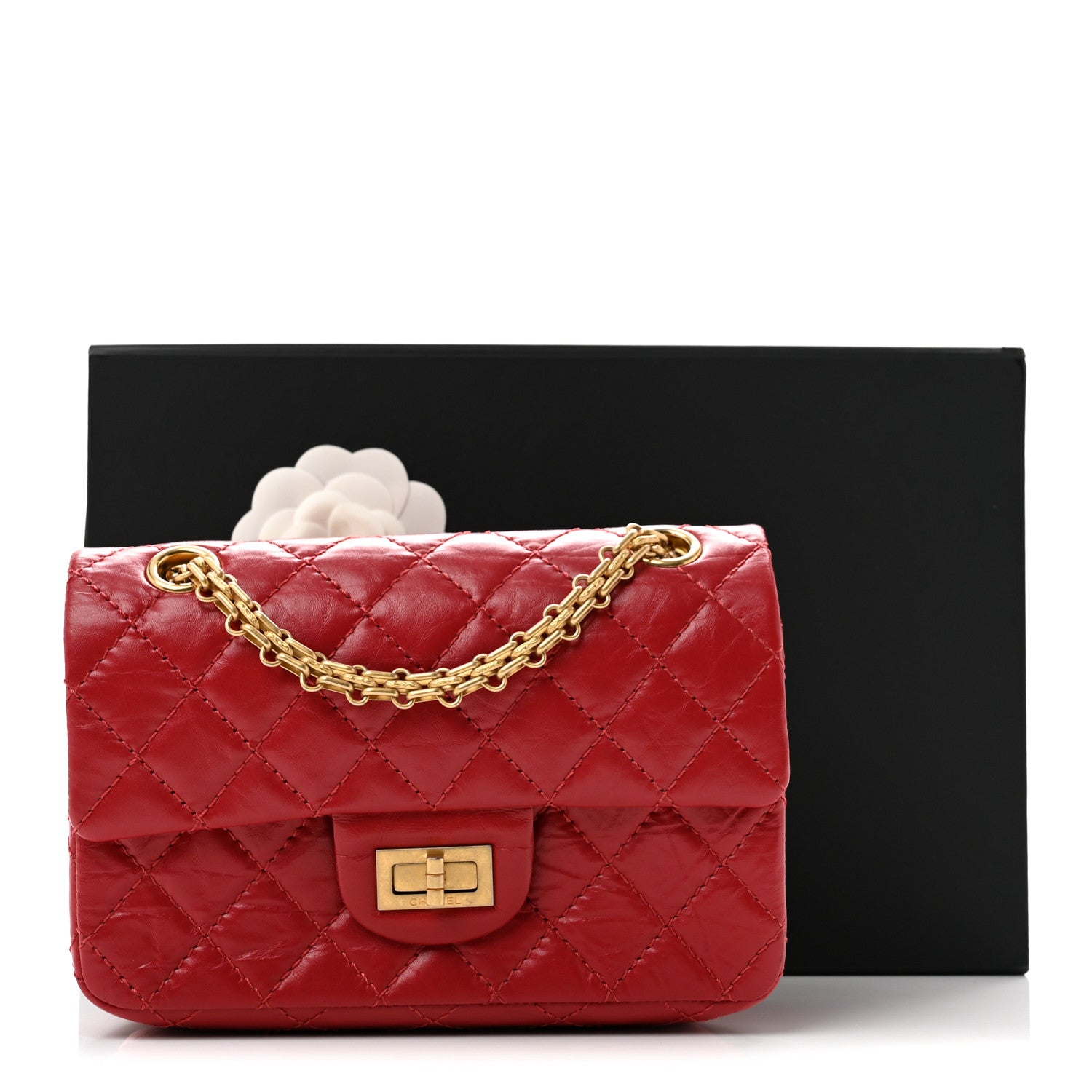 Chanel Aged Calfskin Quilted 2.55 Reissue Mini Flap Red 13 of 13