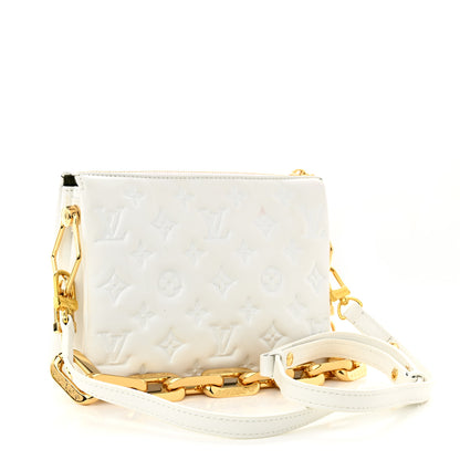 Louis Vuitton Lambskin Embossed Monogram Coussin BB White 3 of 13
