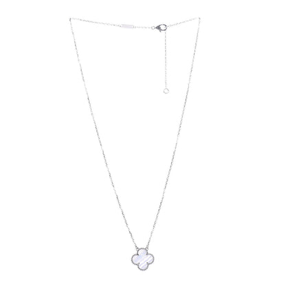 Van Cleef & Arpels 18K White Gold Chalcedony Vintage Alhambra Pendant Necklace 3 of 9