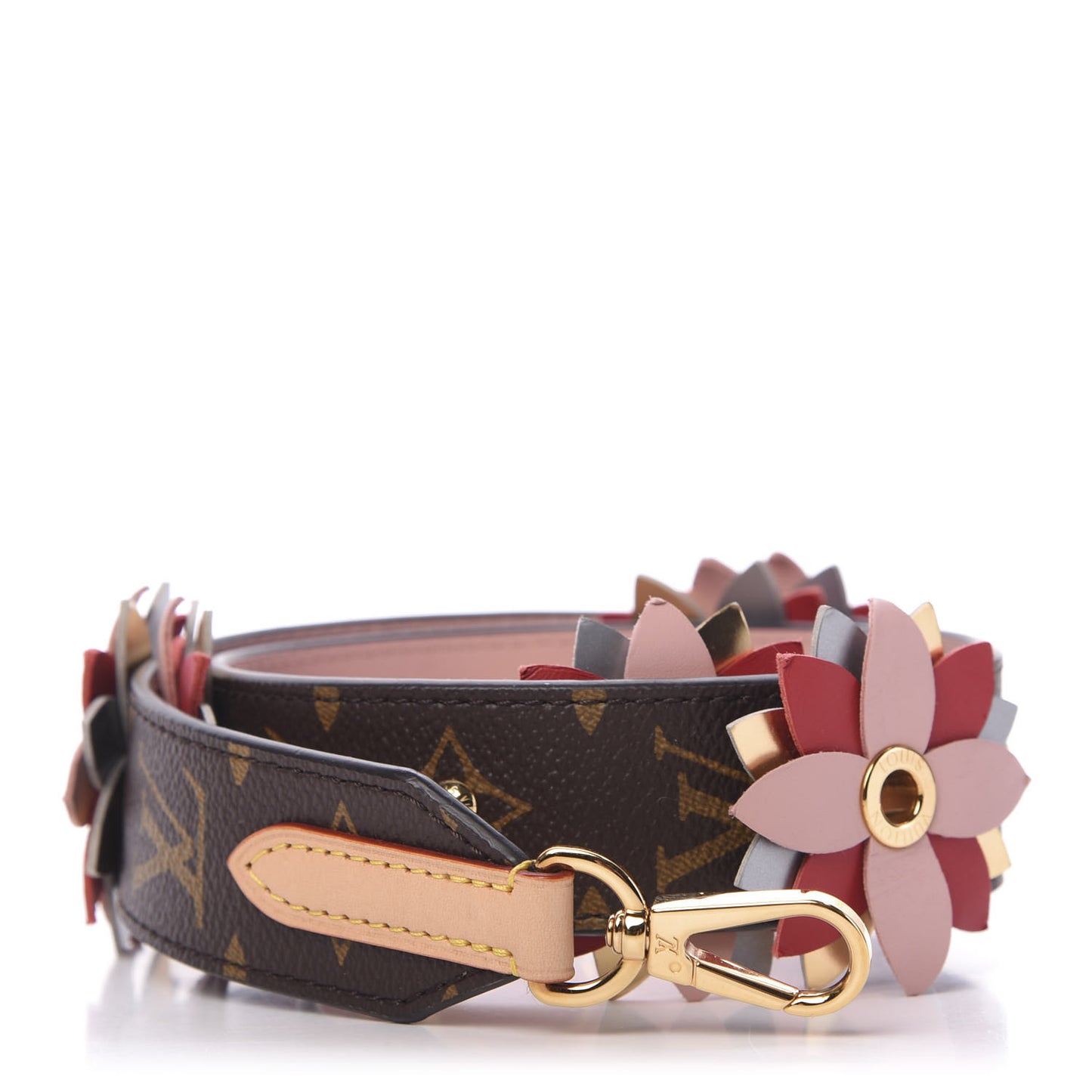 Monogram Flower Bandouliere Shoulder Strap Rose Ballerine