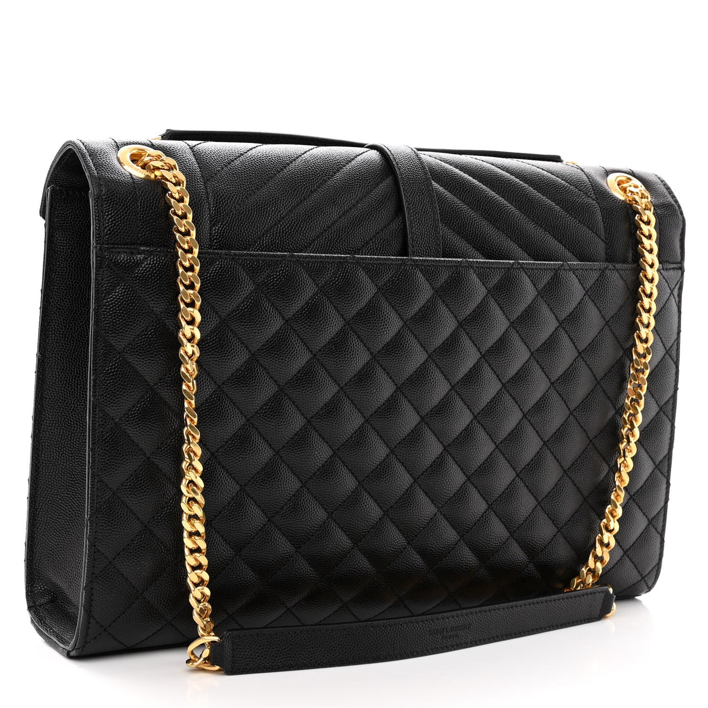 Grain De Poudre Textured Mixed Matelasse Large Triquilt Monogram Satchel Black