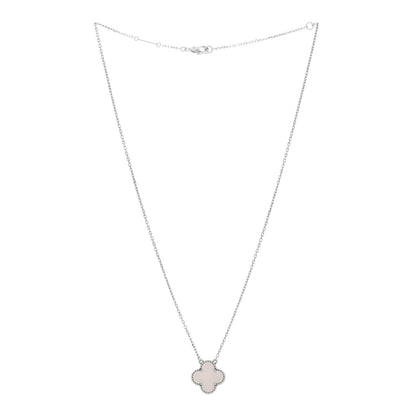 Van Cleef & Arpels 18K White Gold Mother of Pearl Vintage Alhambra Pendant Necklace 3 of 6