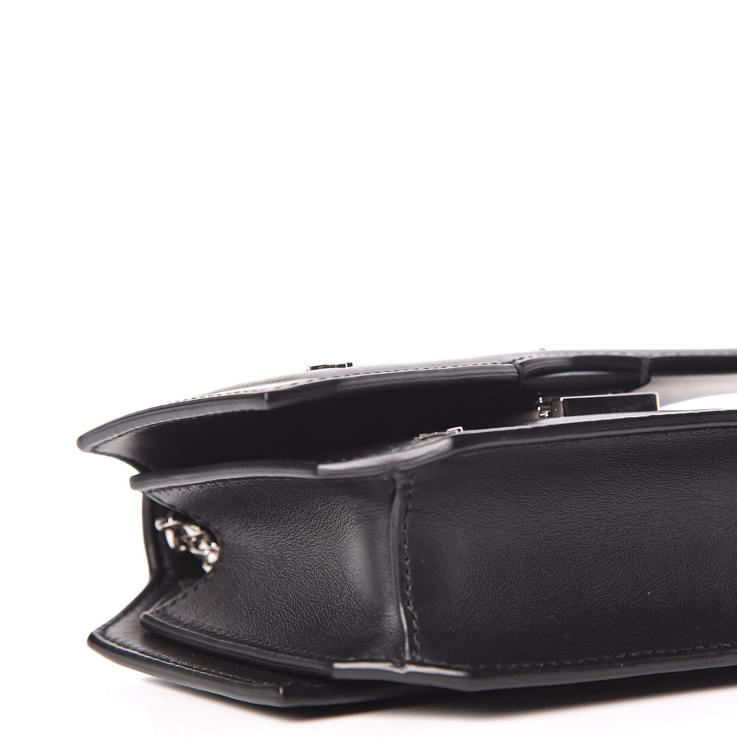 Calfskin Cross Embellished Bow Cut Chain Bag Black