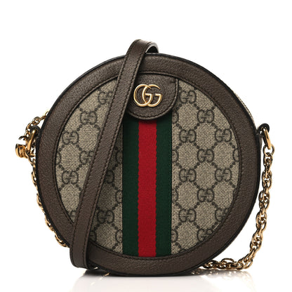 Gucci GG Supreme Monogram Web Mini Ophidia Round Shoulder Bag Brown 1 of 10
