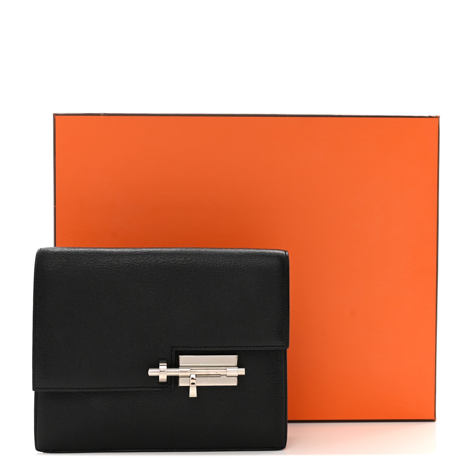Hermes Chevre Mysore Verrou Clutch Black 14 of 14