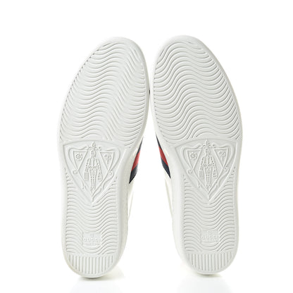 Gucci Calfskin Miro Soft Web Bee Embroidered Mens Ace High Top Sneakers 10.5 White 5 of 7