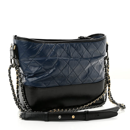 Chanel Aged Calfskin Quilted Medium Gabrielle Hobo Navy Black 3 of 10