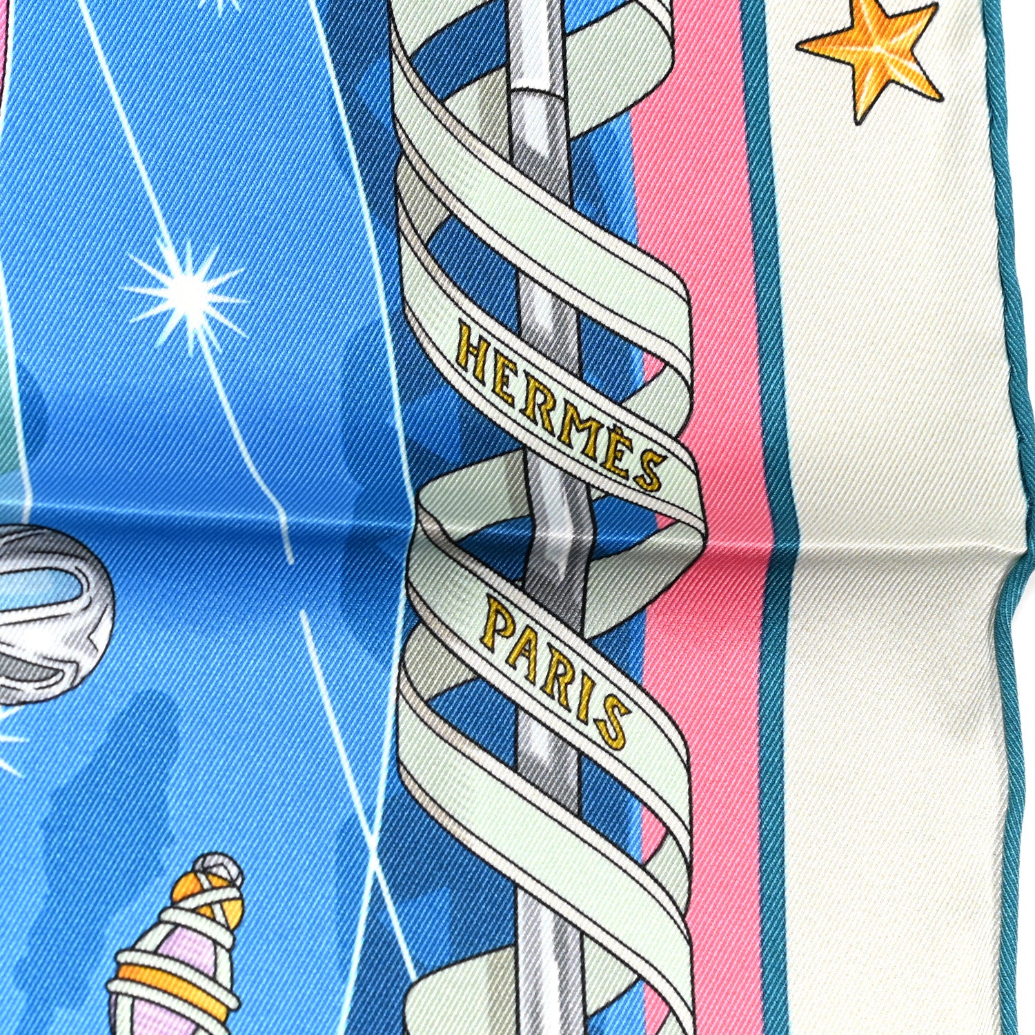 Hermes Silk Chorus Stellarum Scarf 70 Gris Perle Bleu Azur 2 of 5