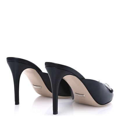 Gucci Calfskin Crystal Horsebit Sandal Pumps 36.5 Black 5 of 13