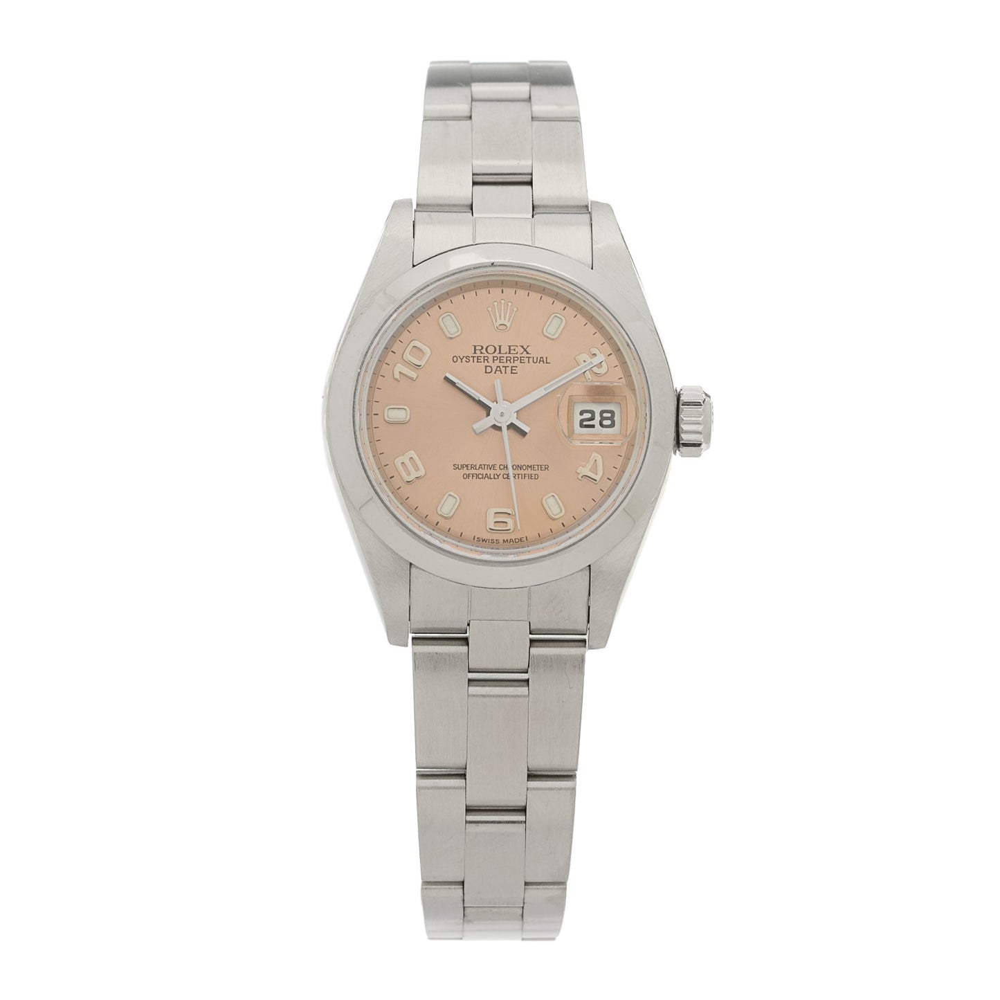 Stainless Steel 26mm Oyster Perpetual Date Watch Pink 79160