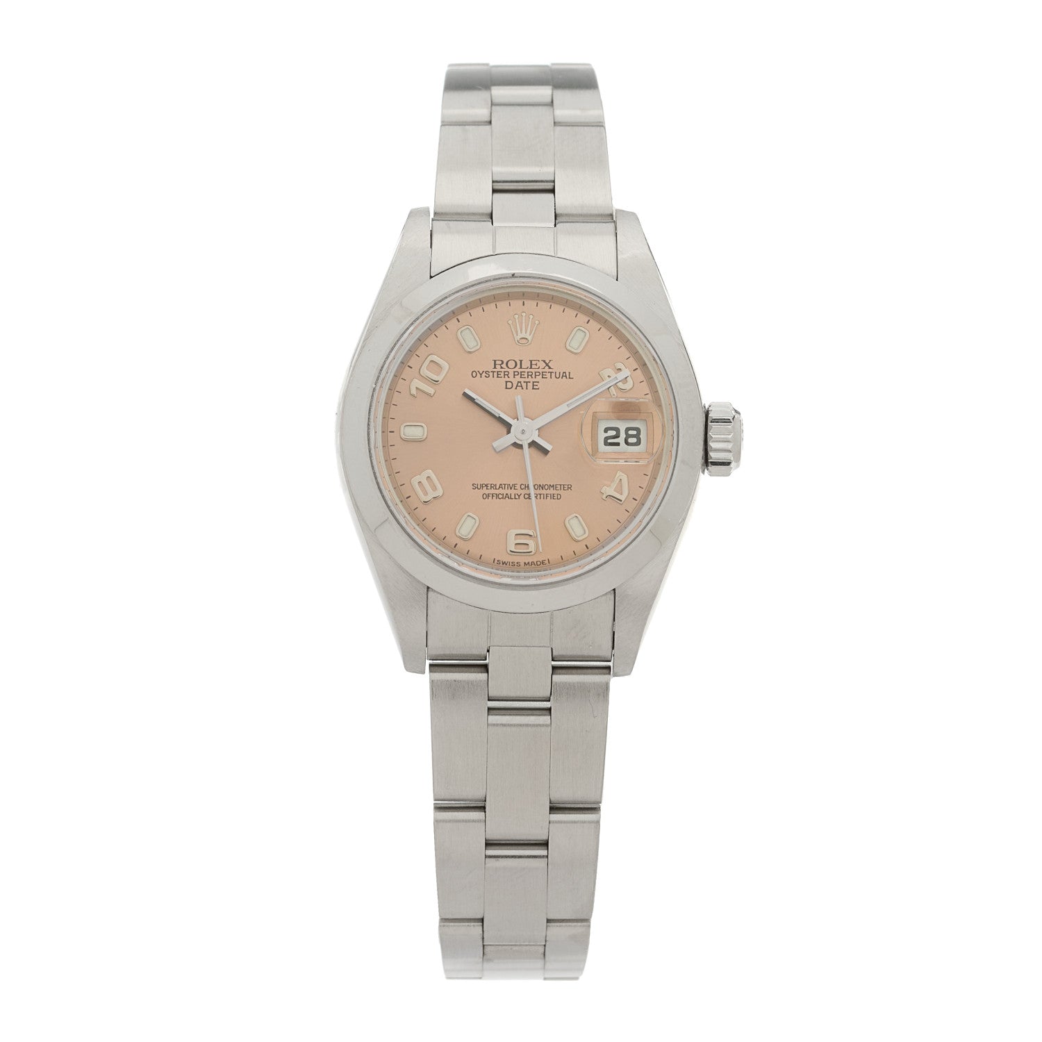 Rolex Stainless Steel 26mm Oyster Perpetual Date Watch Pink 79160 1 of 4