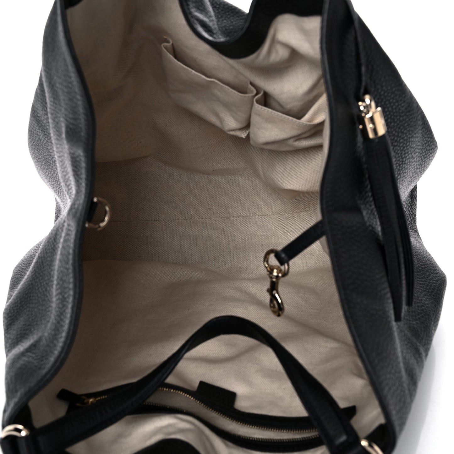 Pebbled Calfskin Large Soho Shoulder Bag Black