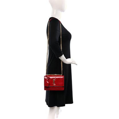 Saint Laurent Patent Small Monogram Sunset Red 2 of 8