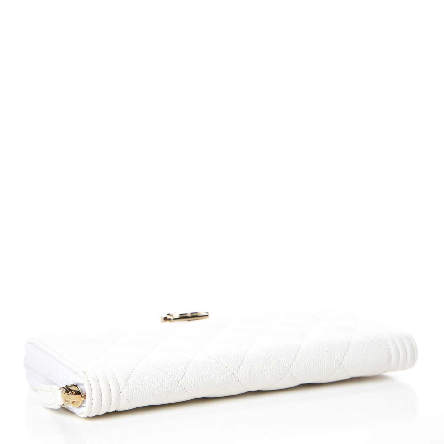 Caviar Large Zip Around Boy Wallet White