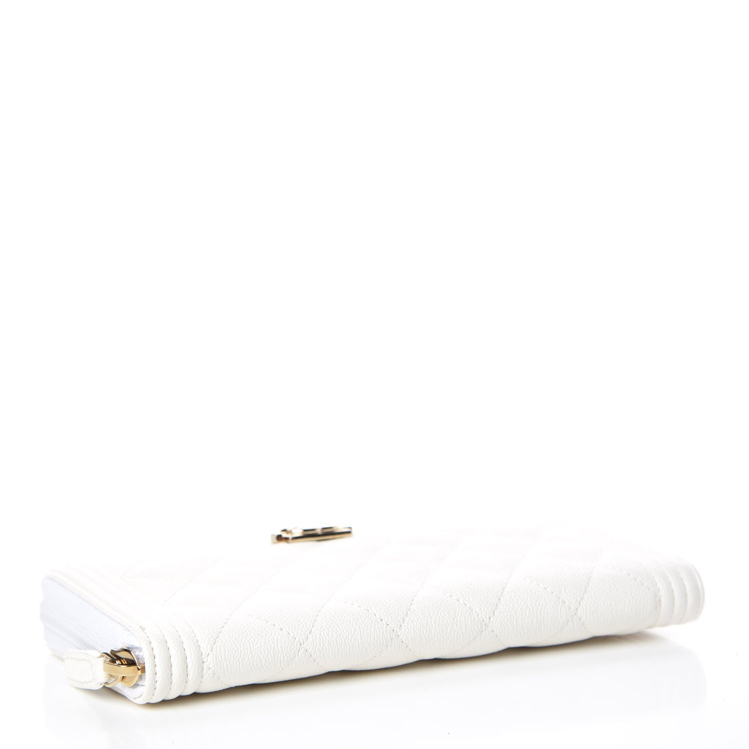 Chanel Caviar Large Zip Around Boy Wallet White 4 of 8