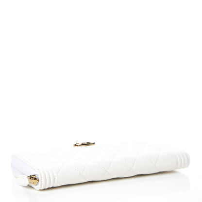 Chanel Caviar Large Zip Around Boy Wallet White 4 of 8