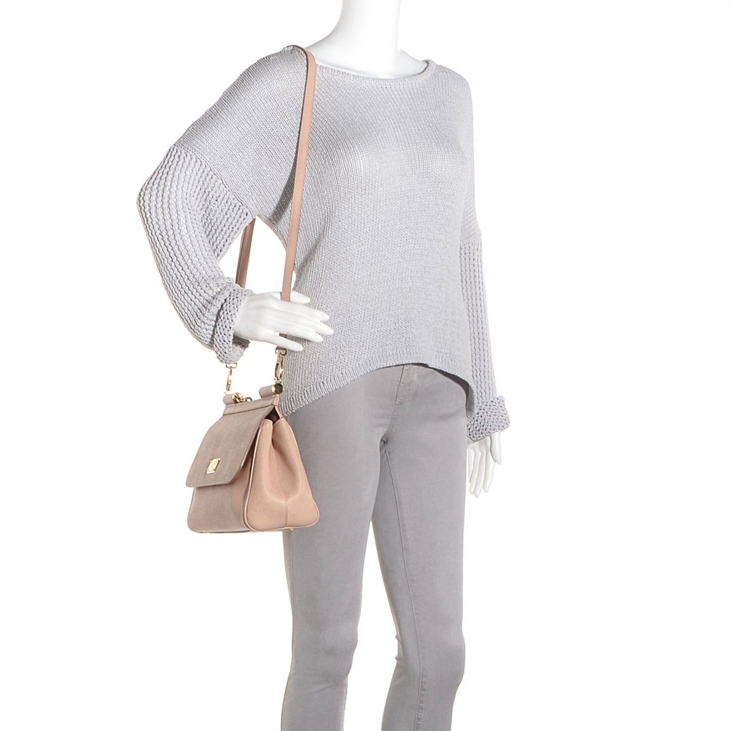 Dauphine Calfskin Medium Miss Sicily Satchel Beige Rose
