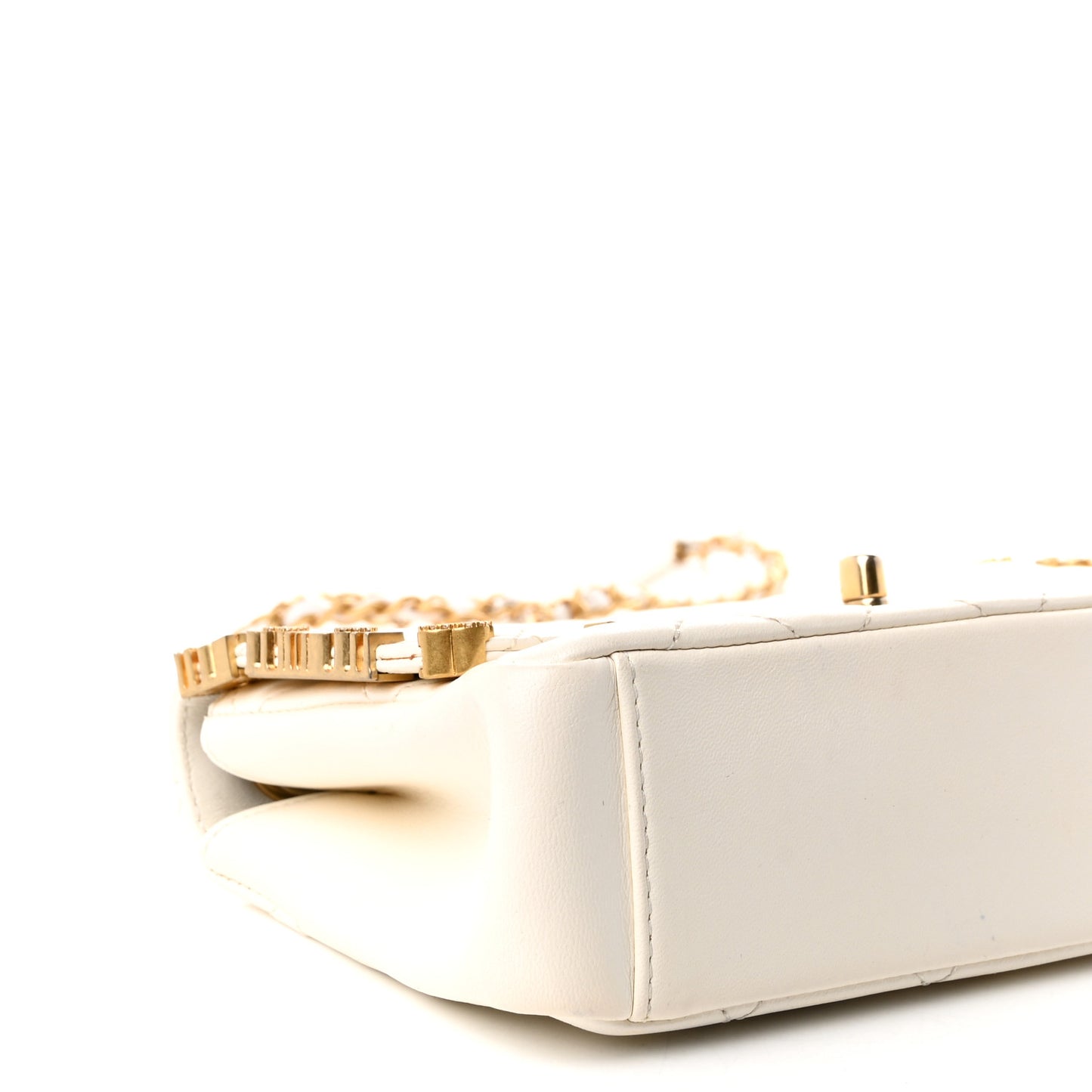 Lambskin Enamel Strass Quilted Mini Paris Monaco Flap White