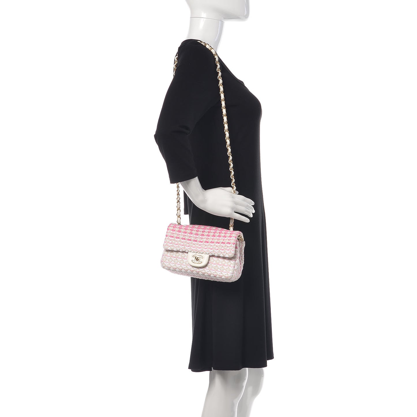 Lambskin Cotton Woven Mini Flap Pink White