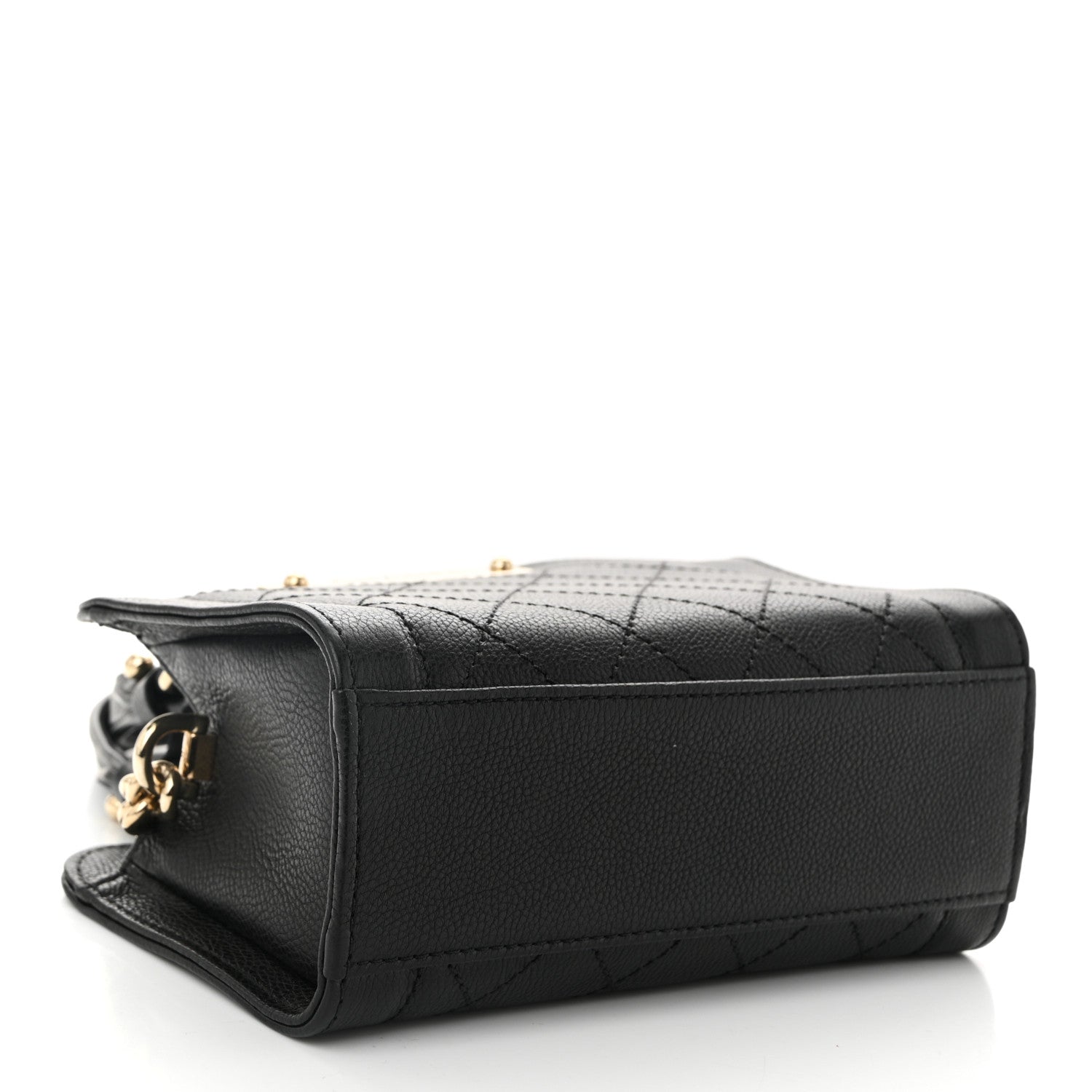 Chanel Grained Calfskin Stitched Mini Label Click Shopper Tote Black 4 of 11