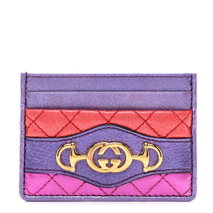 Gucci Laminated Nappa Trapuntata Zumi Card Holder Rosso Fuxia Bizantin 1 of 6