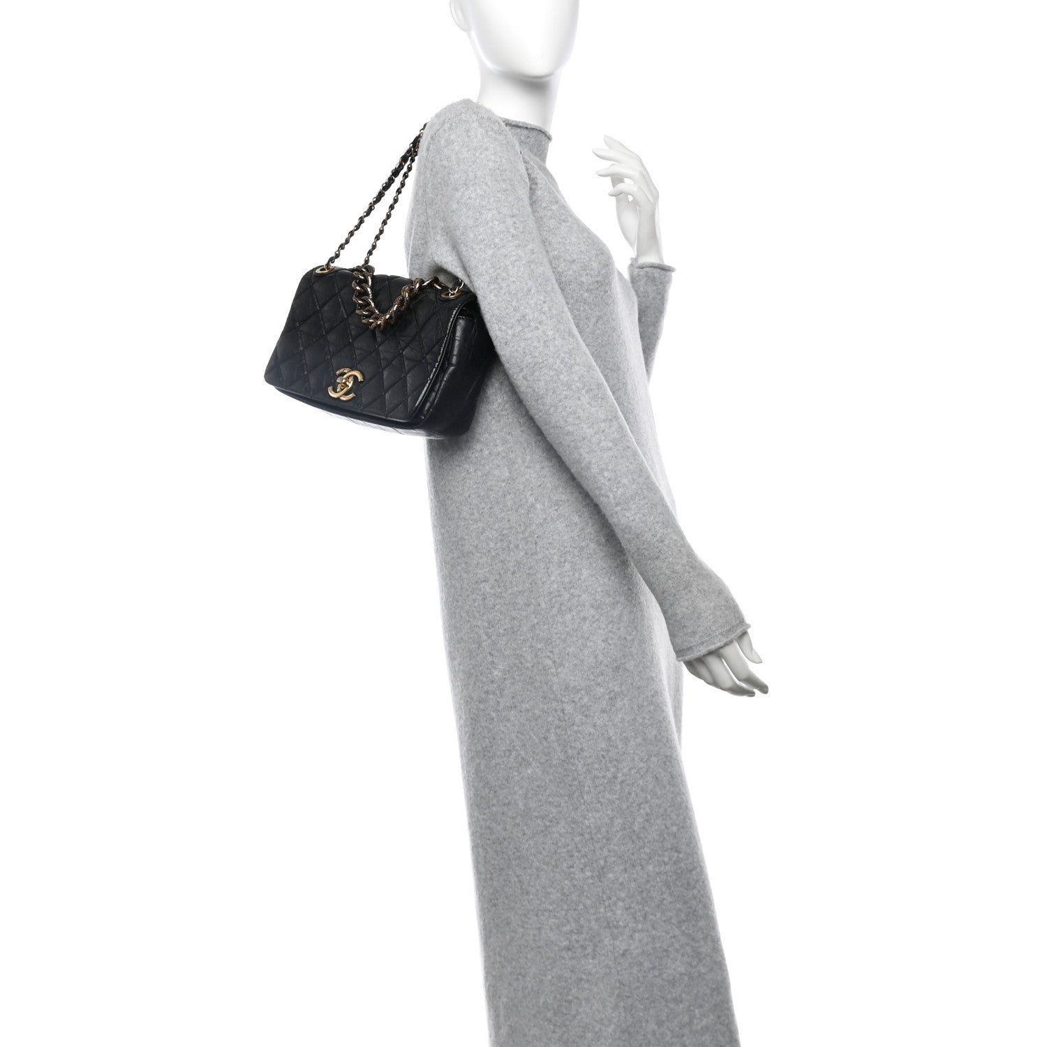 Chanel Aged Calfskin Quilted Small Pondichery Flap Black 2 of 11