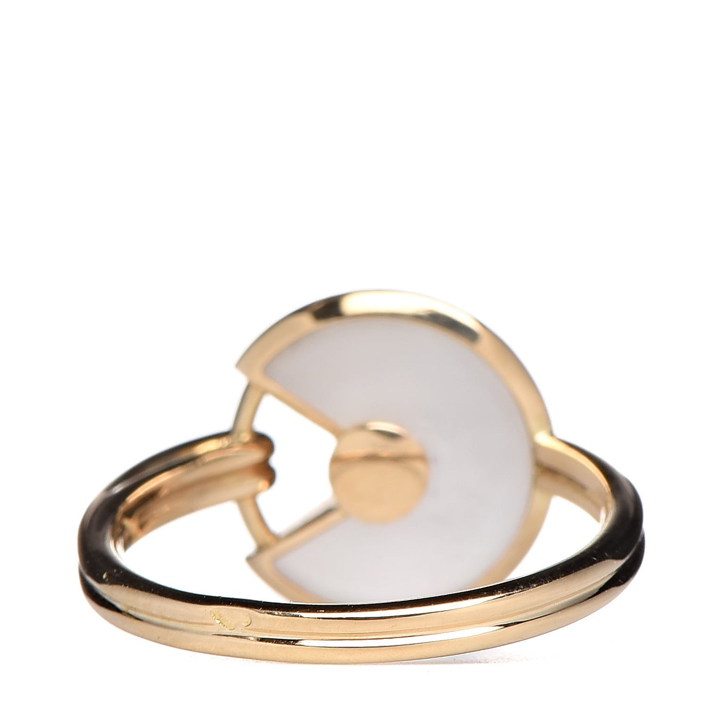 18K Yellow Gold Diamond Mother of Pearl Amulette de Ring 50 5.25