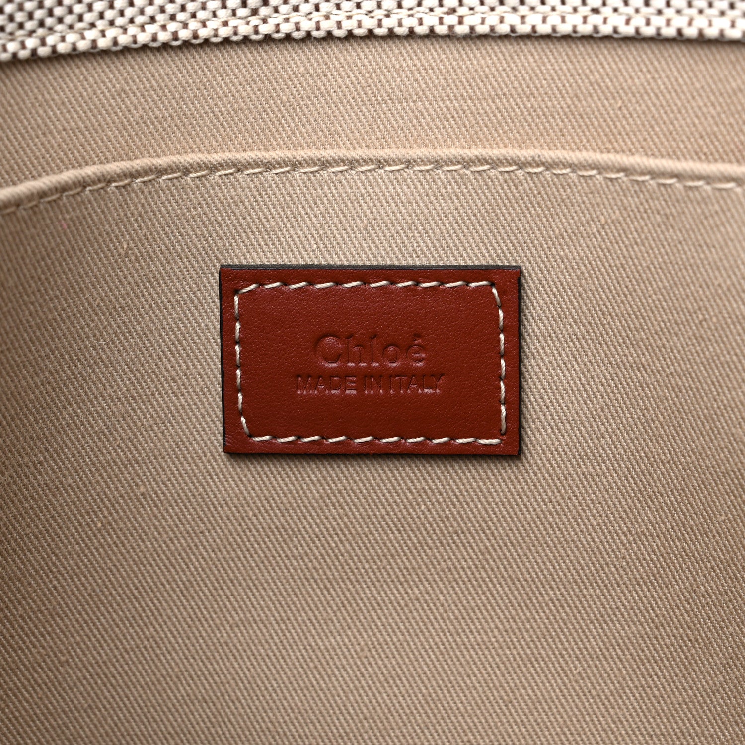 Chloe Cotton Calfskin Medium Woody Ribbon Tote White Brown 6 of 9