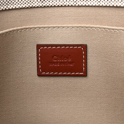Chloe Cotton Calfskin Medium Woody Ribbon Tote White Brown 6 of 9