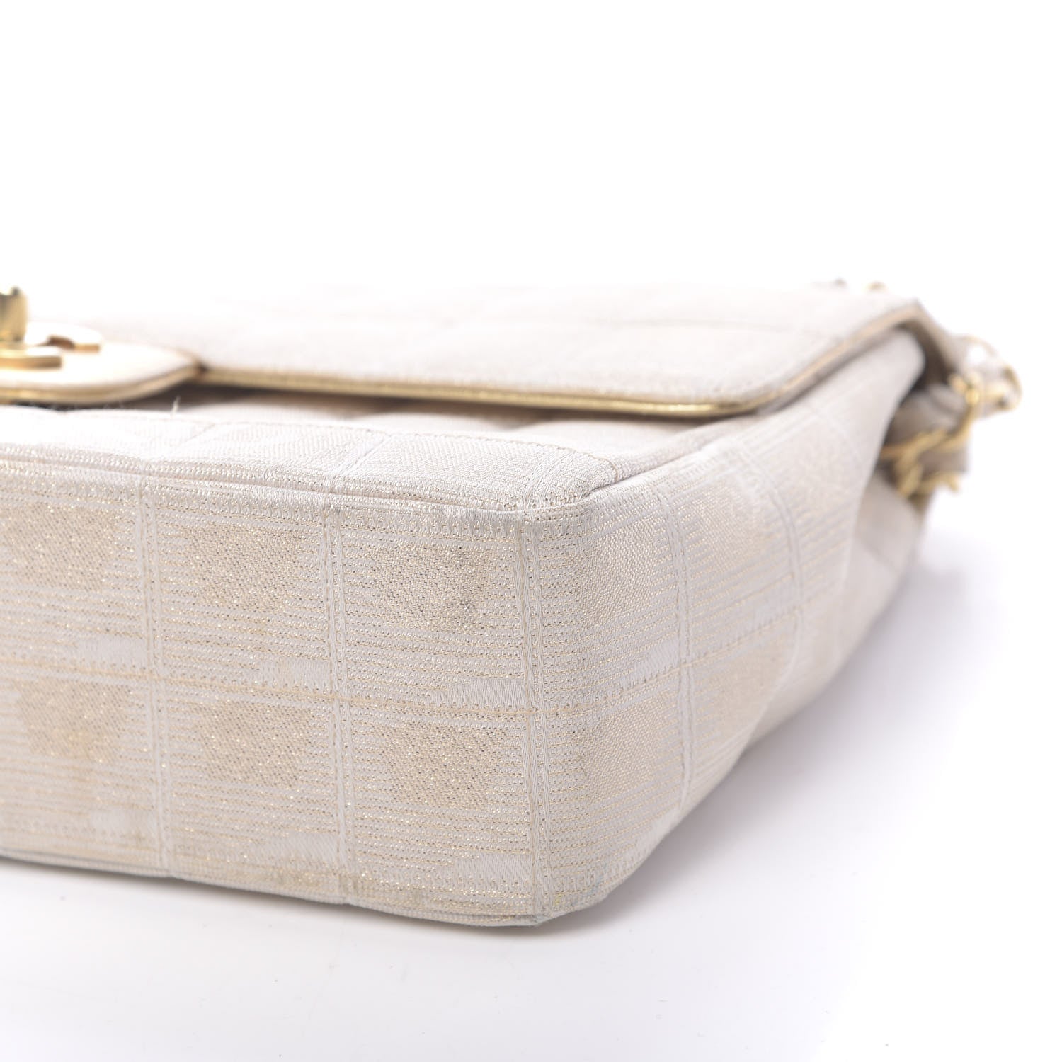 Chanel Metallic Nylon Medium Travel Flap Light Beige 12 of 16