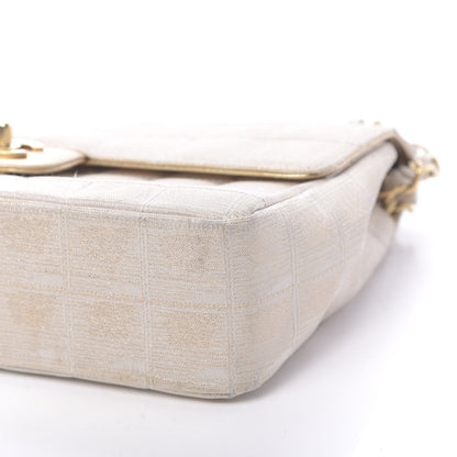 Chanel Metallic Nylon Medium Travel Flap Light Beige 12 of 16