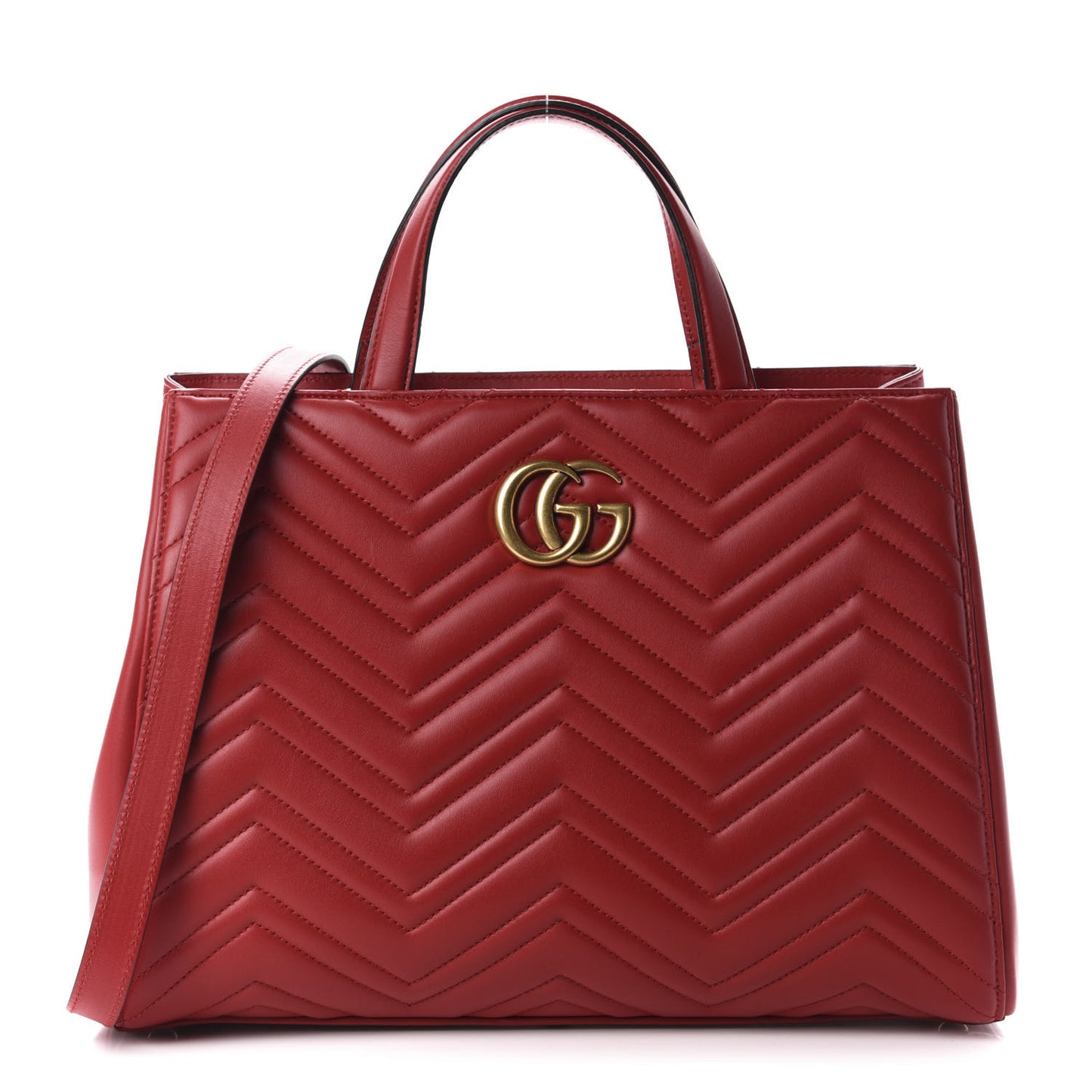 Calfskin Matelasse Medium GG Marmont Tote Hibiscus Red