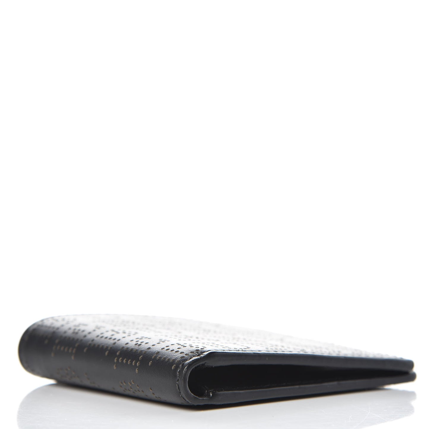 Calfskin Perforated Bi-Fold Wallet Black