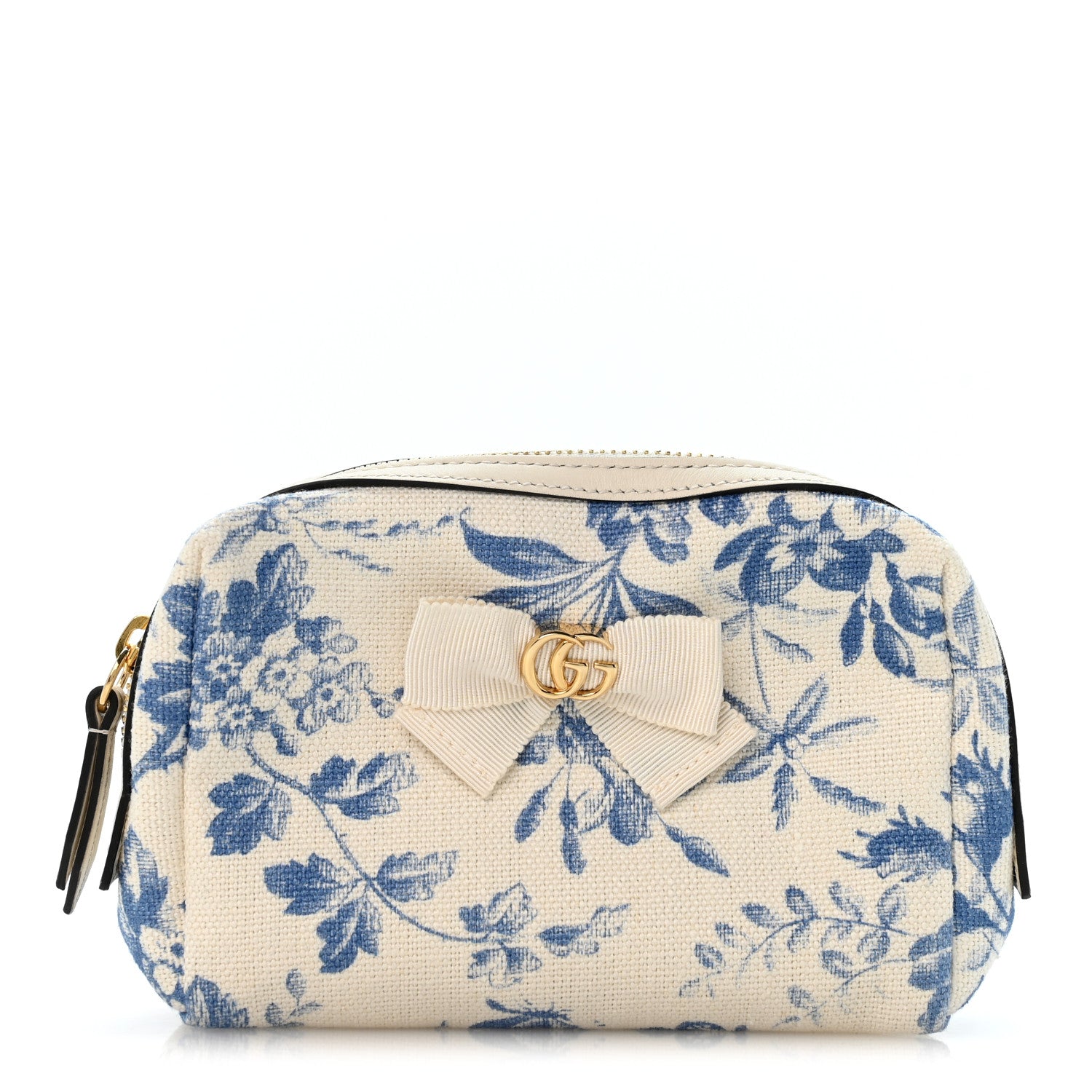 Gucci Canvas Herbarium Print Ribbon Cosmetic Case Blue 1 of 8