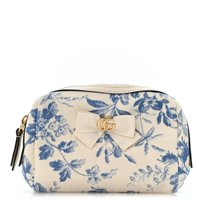 Gucci Canvas Herbarium Print Ribbon Cosmetic Case Blue 1 of 8
