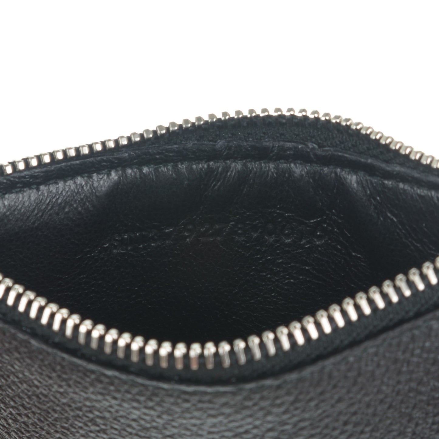 Grained Calfskin 5 Fragments Zip Pouch Card Holder Black
